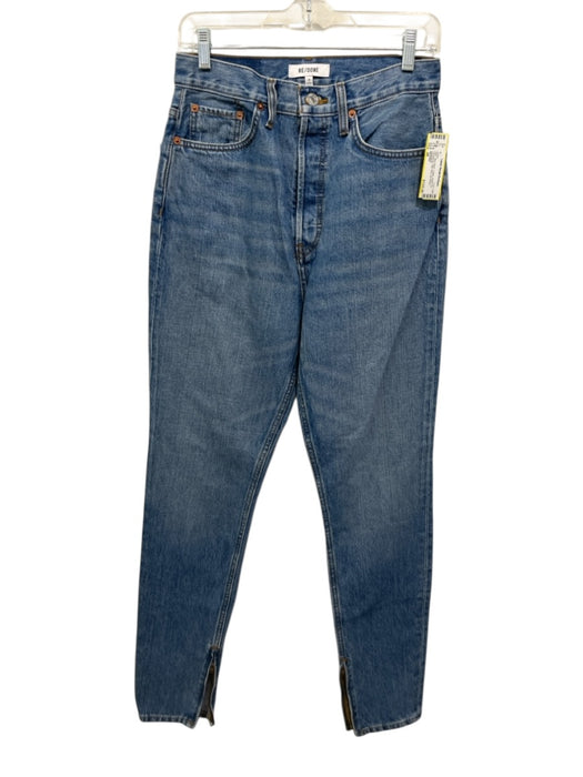 RE/DONE Size 28 Blue Wash Cotton Button Fly Whiskering High Rise Jeans Blue Wash / 28