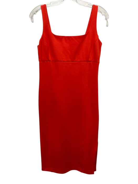 Spanx Size M Red Viscose Blend Sleeveless Square Neck Midi Side Slit Dress Red / M