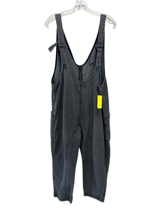 We The Free Size M/L Black Wash Cotton Adjustable Strap Patch Pockets Jumpsuit Black Wash / M/L