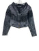 Caroline Constas Size XS Dark Wash No Fabric Tag Fringe Snap Button Denim Jacket Dark Wash / XS