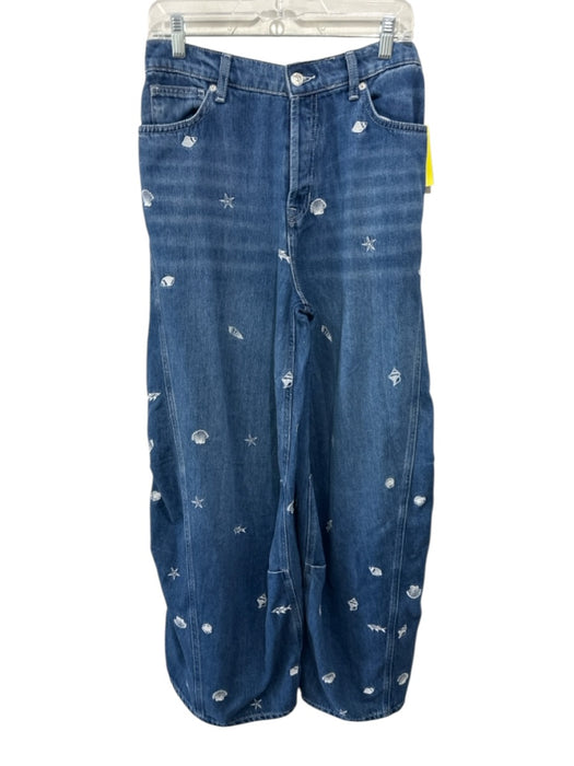 We The Free Size 28 Medium Wash Cotton Blend Button Fly Embroidered Jeans Medium Wash / 28