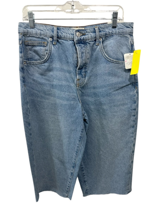 We The Free Size 28 Blue Wash Cotton Button Fly Distressed Hem Whiskering Shorts Blue Wash / 28