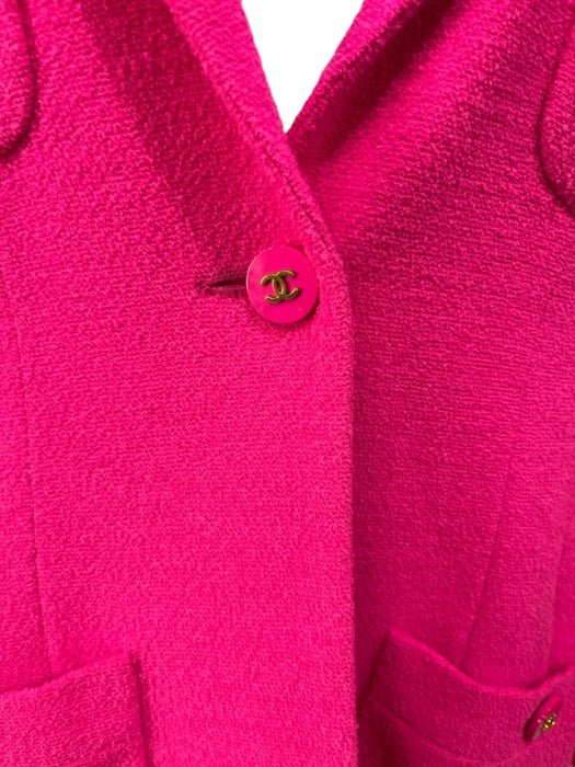 Chanel Size Est S Hot pink Wool Blend One Button Lapels 4 Pocket Blazer Hot pink / Est S
