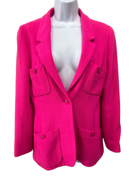 Chanel Size Est S Hot pink Wool Blend One Button Lapels 4 Pocket Blazer Hot pink / Est S