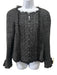 Chanel Size 42 Black Cotton Blend Tweed Fringe Button Front CC Logo Blazer Black / 42