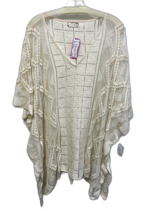Free People Size One Size Cream White Half Sleeve Crochet Knit Coverup swimwear Cream White / One Size