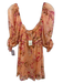 Free People Size Medium Orange, Pink, Brown Viscose Half Sleeve Floral Dress Orange, Pink, Brown / Medium
