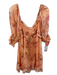 Free People Size Medium Orange, Pink, Brown Viscose Half Sleeve Floral Dress Orange, Pink, Brown / Medium