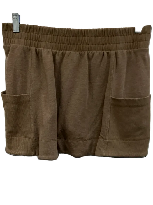 FP Movement Size XL Light Brown Cotton Blend Short Sleeve Ribbed Short Set Light Brown / XL