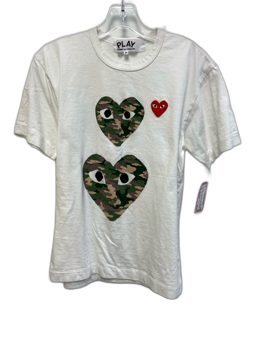 PLAY Comme des Garcons Size Medium White, Green, Red Cotton Short Sleeve Tee Top White, Green, Red / Medium