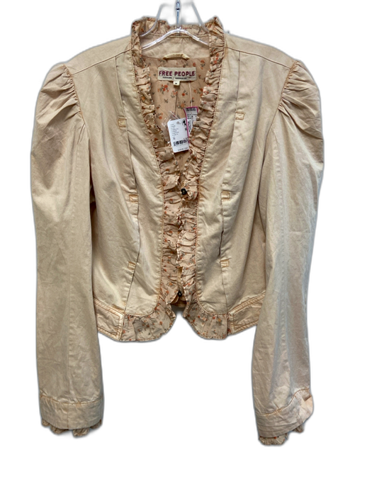Free People Size Medium Beige, Orange, Green, Pink Cotton Long Sleeve Jacket Beige, Orange, Green, Pink / Medium