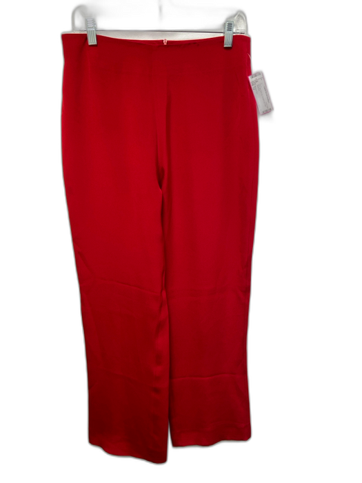Richard Tyler Size 12 Red Silk Back Zip Straight Leg Satin Pants Red / 12