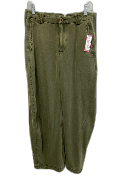 Free People Size 6 Army Green Cotton Blend Pockets Barrel Leg High Rise Pants Army Green / 6