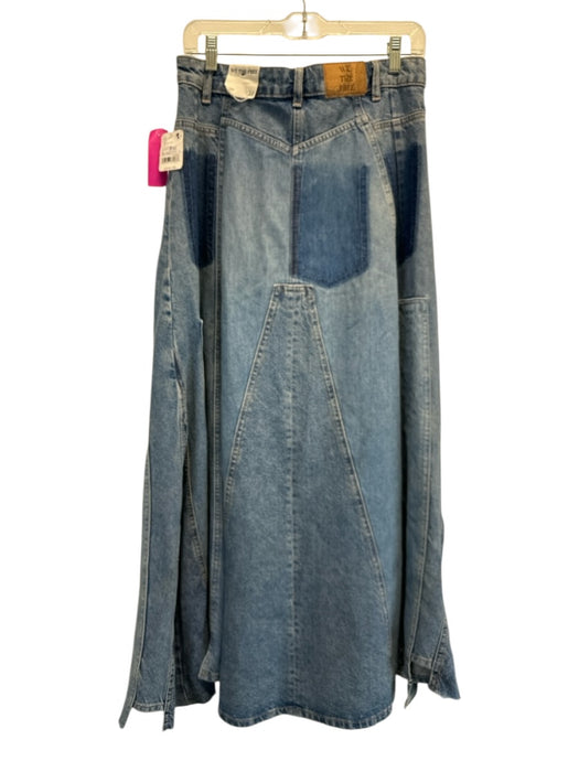 We The Free Size 28 Medium Wash Cotton Denim High Rise Patchwork Paneled Skirt Medium Wash / 28