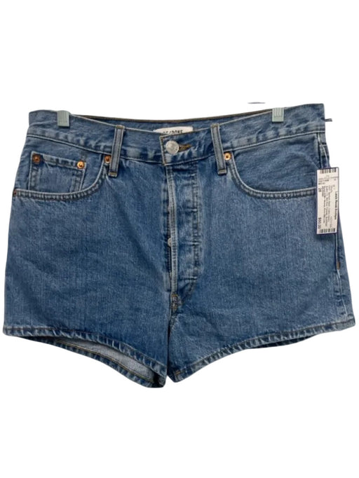 RE/DONE Size 28 Medium Wash Cotton Denim Button Fly Mid Rise Pockets Shorts Medium Wash / 28