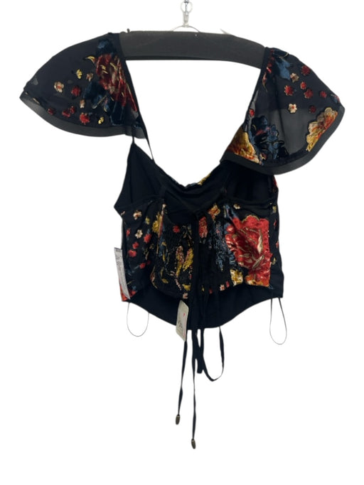 Free People Size XS Black, Red, Yellow Viscose & Nylon Swiss Dots Cap Sleeve Top Black, Red, Yellow / XS