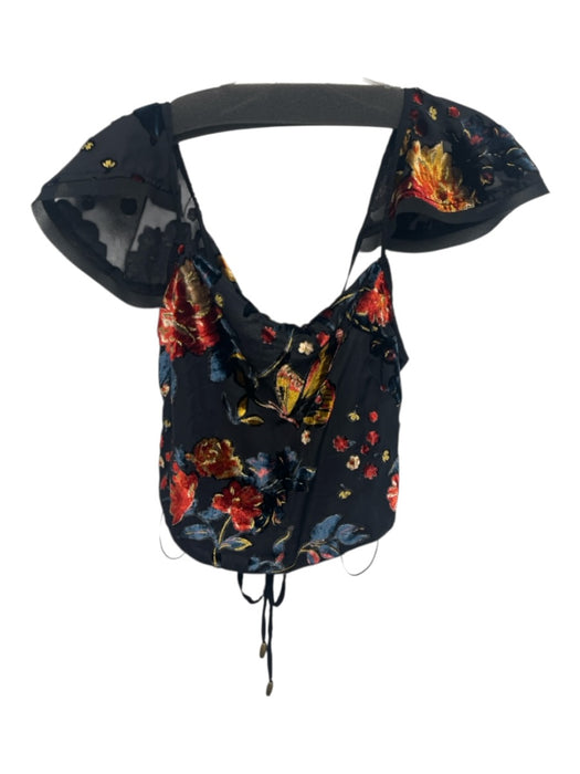 Free People Size XS Black, Red, Yellow Viscose & Nylon Swiss Dots Cap Sleeve Top Black, Red, Yellow / XS