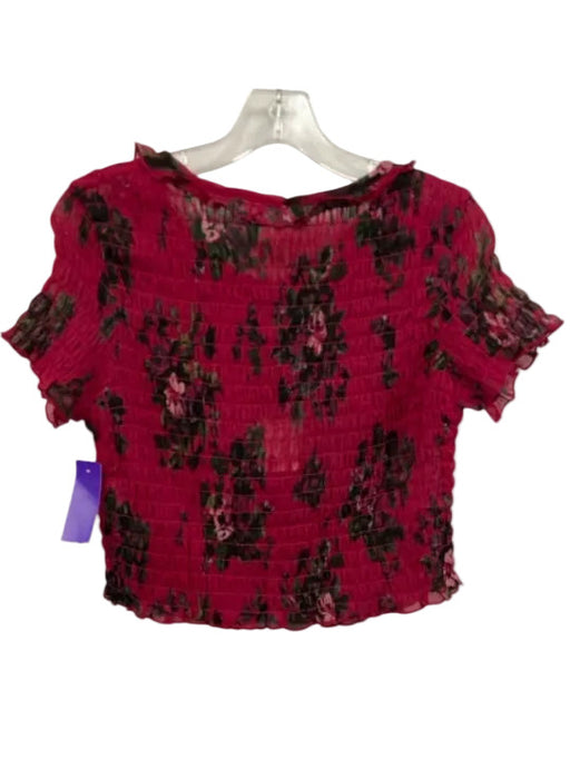 Free People Size M Fuschia Pink, Green, Black Polyester Short Sleeve Skirt Set Fuschia Pink, Green, Black / M