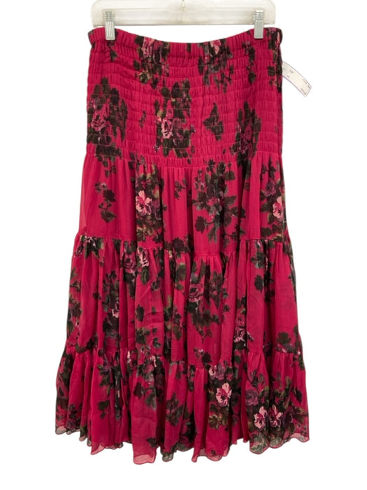 Free People Size M Fuschia Pink, Green, Black Polyester Short Sleeve Skirt Set Fuschia Pink, Green, Black / M