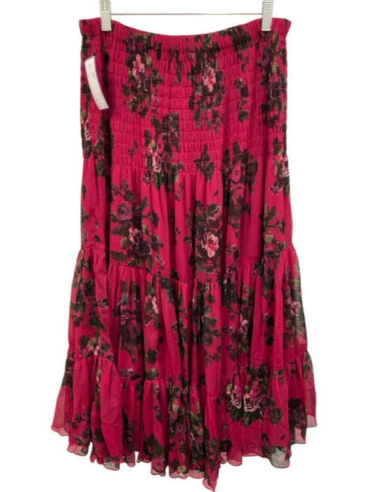 Free People Size M Fuschia Pink, Green, Black Polyester Short Sleeve Skirt Set Fuschia Pink, Green, Black / M