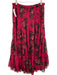 Free People Size M Fuschia Pink, Green, Black Polyester Short Sleeve Skirt Set Fuschia Pink, Green, Black / M