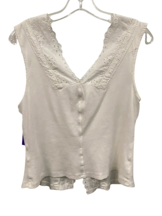 Free People Size L White Cotton & Elastane Sleeveless Eyelet Lace Midi Skirt Set White / L