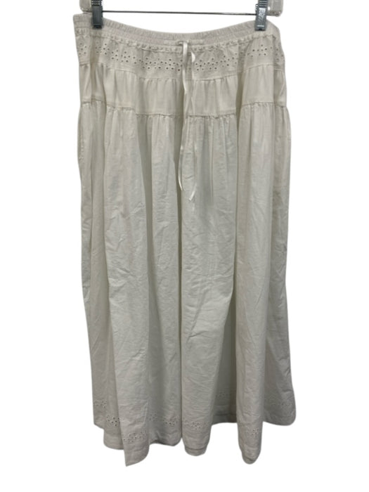 Free People Size L White Cotton & Elastane Sleeveless Eyelet Lace Midi Skirt Set White / L