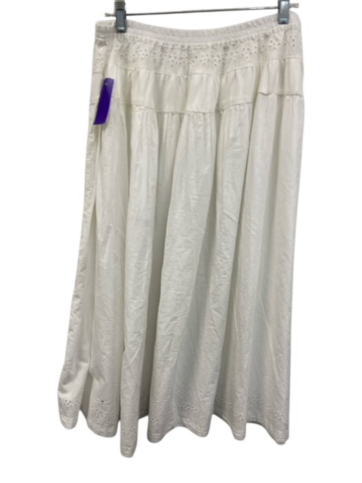 Free People Size L White Cotton & Elastane Sleeveless Eyelet Lace Midi Skirt Set White / L