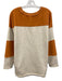 Free People Size M Orange & cream Cotton Blend Mixed Fabric Pockets Sweater Orange & cream / M