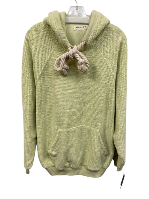 Free People Size S Green Cotton Rope Drawstring Terry Cloth Hood Sweater Green / S