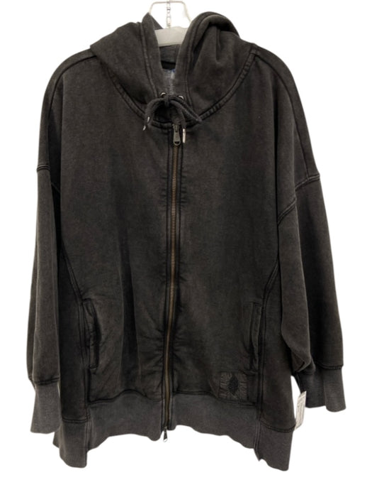 FP Movement Size M Dark Grey Cotton Blend Hood Zip Front Double Zipper Jacket Dark Grey / M