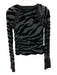 We The Free Size XS Black Cotton Blend Mesh Long Sleeve Zebra Lines Top Black / XS