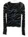 We The Free Size XS Black Cotton Blend Mesh Long Sleeve Zebra Lines Top Black / XS