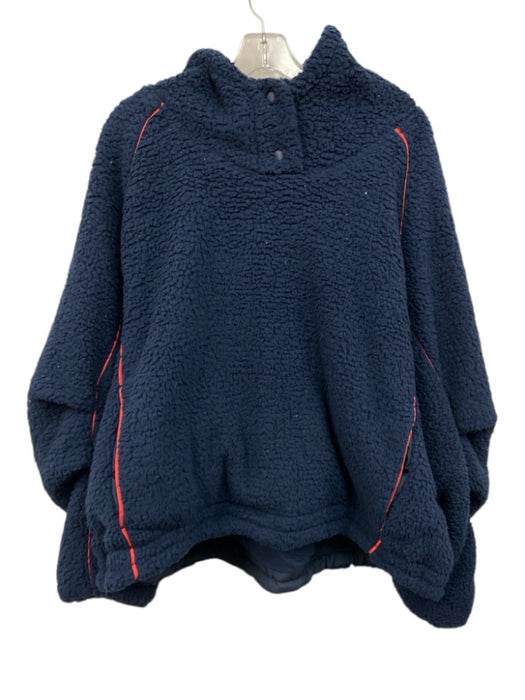 FP Movement Size L Dark Blue Polyester Contrast Piping Faux Fur Hooded Sweater Dark Blue / L