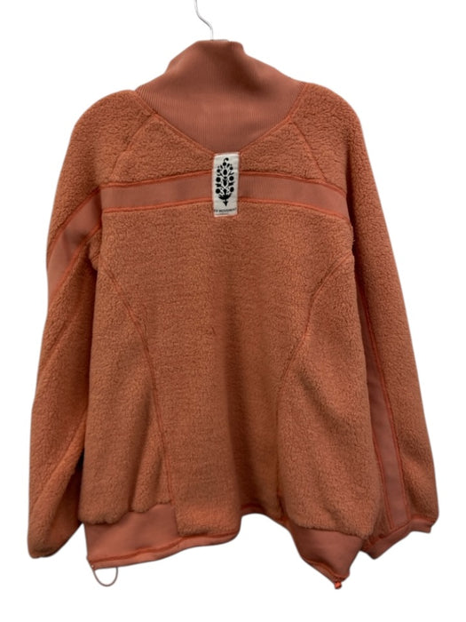 FP Movement Size L coral Polyester 1/2 Zip Faux Fur Kangaroo Pocket Sweater coral / L