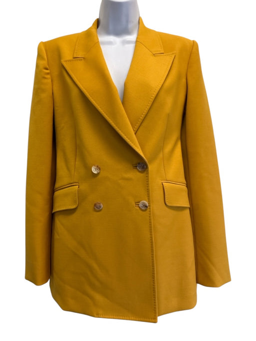 Gabriela Hearst Size 40 Yellow Wool Blend Double Breasted Flap Pockets Blazer Yellow / 40