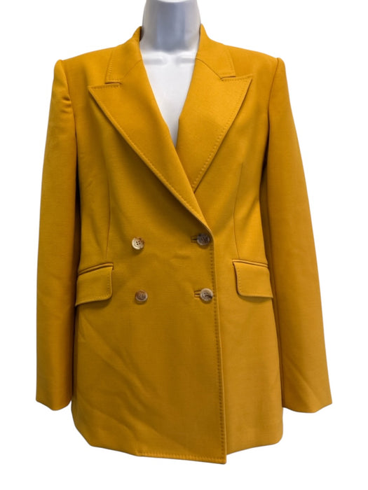 Gabriela Hearst Size 40 Yellow Wool Blend Double Breasted Flap Pockets Blazer Yellow / 40