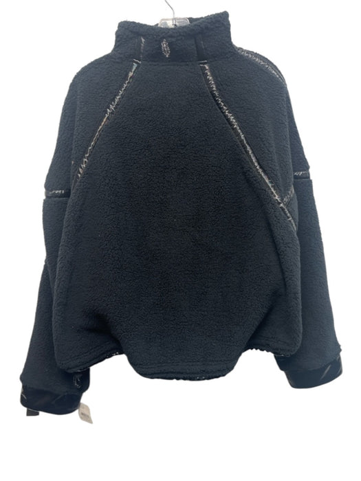 FP Movement Size L Black Polyester 1/2 Zip Faux Fur Kangaroo Pocket Sweater Black / L