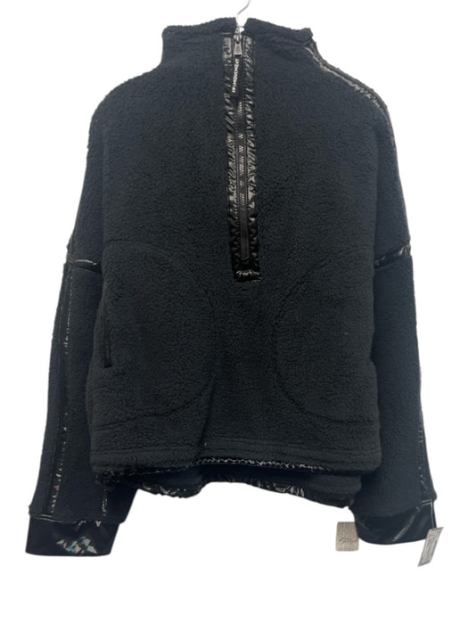 FP Movement Size L Black Polyester 1/2 Zip Faux Fur Kangaroo Pocket Sweater Black / L