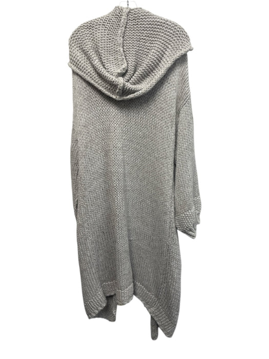 Free People Size S Light Gray Cotton Blend Open Knit Hooded Sweater Coat Coat Light Gray / S