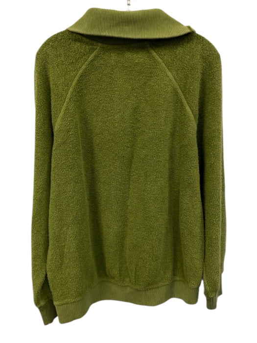 Free People Size S Green Cotton Asymmetric Zipper Ribbed Hem Sweater Green / S