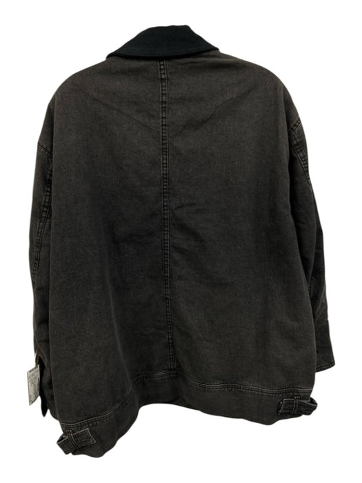 We The Free Size S Black Cotton Patch Pocket Button Front Long Sleeve Jacket Black / S