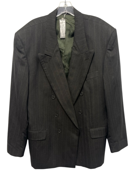 Yves Saint Laurent Size Large Dark Green Worsted Wool Pinstripe Blazer Dark Green / Large
