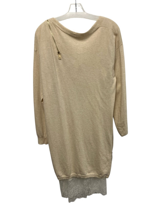 Twinset Size S Cream Wool Blend V Neck Zip Detail Lace Detail Dress Set Cream / S