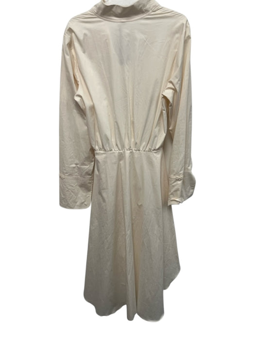 Johanna Ortiz Size 6 Cream Cotton Blend Button Front V Neck Long Sleeve Wrap Top Cream / 6