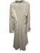 Johanna Ortiz Size 6 Cream Cotton Blend Button Front V Neck Long Sleeve Wrap Top Cream / 6