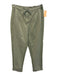 Alice + Olivia Size M Green Lyocell & Cotton Pleated Paperbag Waist Pants Green / M