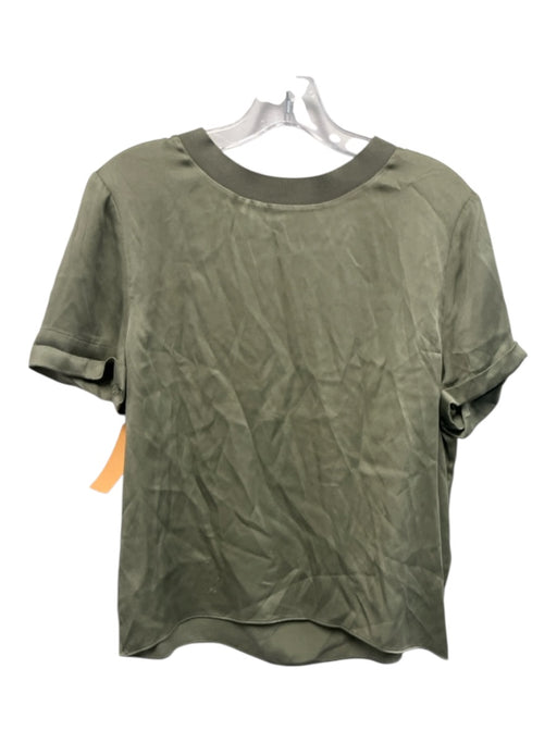 Alice + Olivia Size M Sage green Silk Cuffed Hem Short Sleeve Satin Top Sage green / M