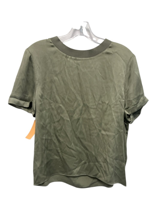 Alice + Olivia Size M Sage green Silk Cuffed Hem Short Sleeve Satin Top Sage green / M