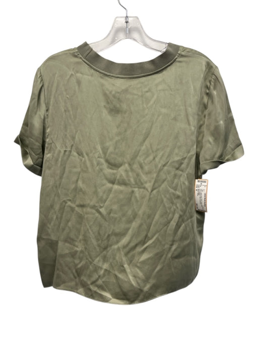 Alice + Olivia Size M Sage green Silk Cuffed Hem Short Sleeve Satin Top Sage green / M